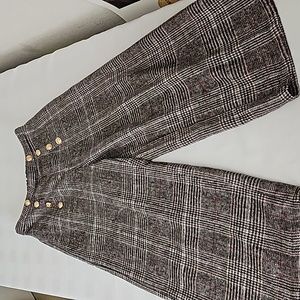 Women's brown plaid Pants with gold buttons